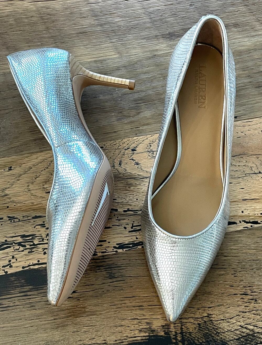 Lauren Ralph Lauren Lanette Silver Pumps Preppy Formal Event Women's Size 6